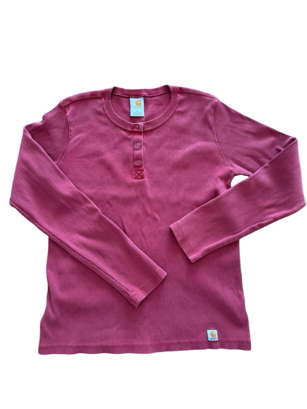 Women’s Carhartt Henley Long-Sleeve Waffle Knit Heavyweight Top, Burgundy Sz L